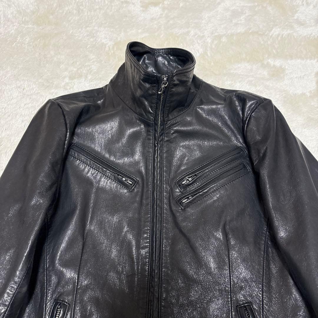 美品 FUGA 光沢 leather jacket 平成 y2k V系 46 L