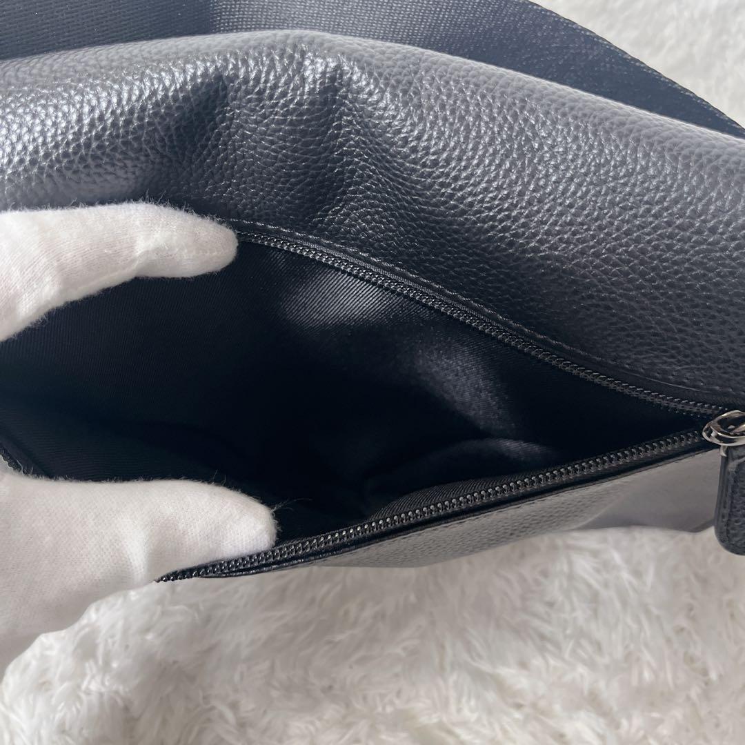 美品 イアパピヨネ ワイドテープ レザー ショルダーバッグ 本革 ブラック