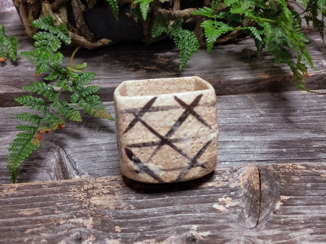 ♥絵志野　ぐい呑み　桐箱付き　⑰　志野　ぐい飲み　骨董品