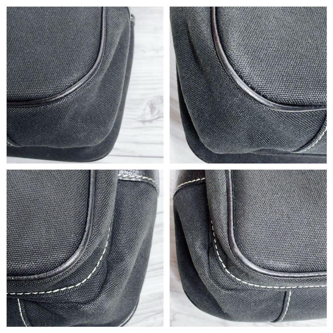 【バーバリー ブルーレーベル】　ショルダーバッグ　ホースロゴ キャンバス 黒