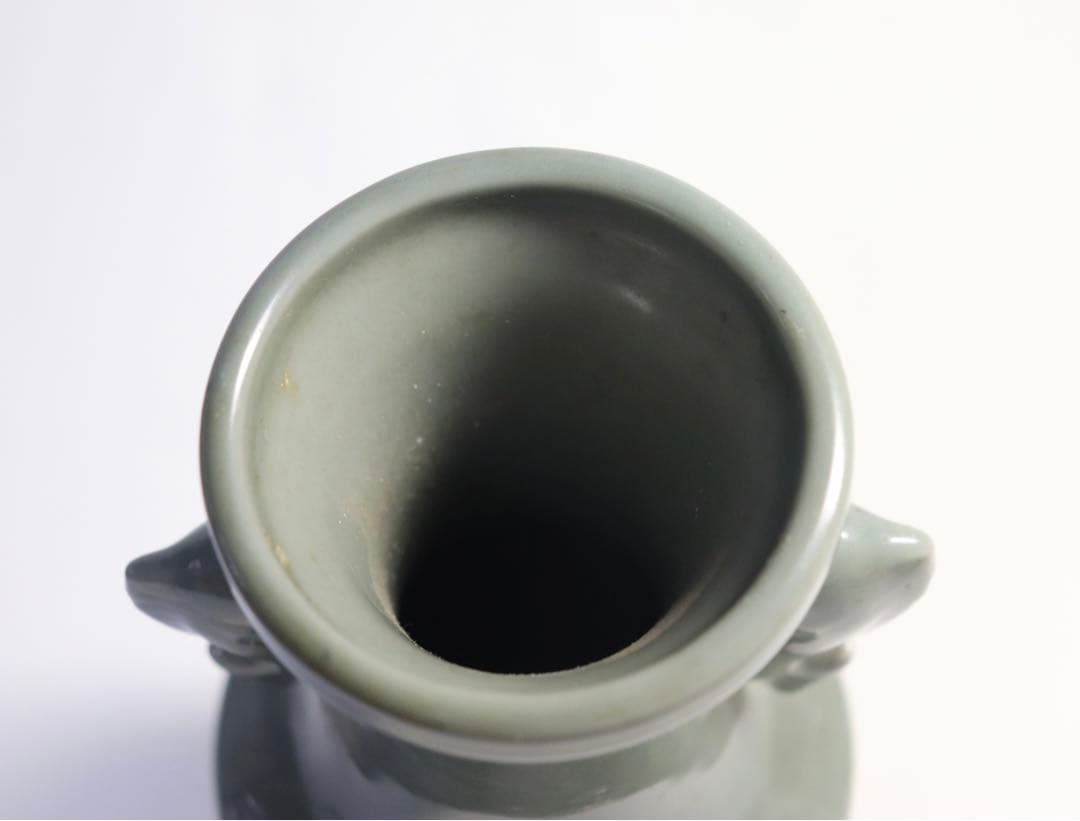 青磁　双魚耳瓶　送料込み0612