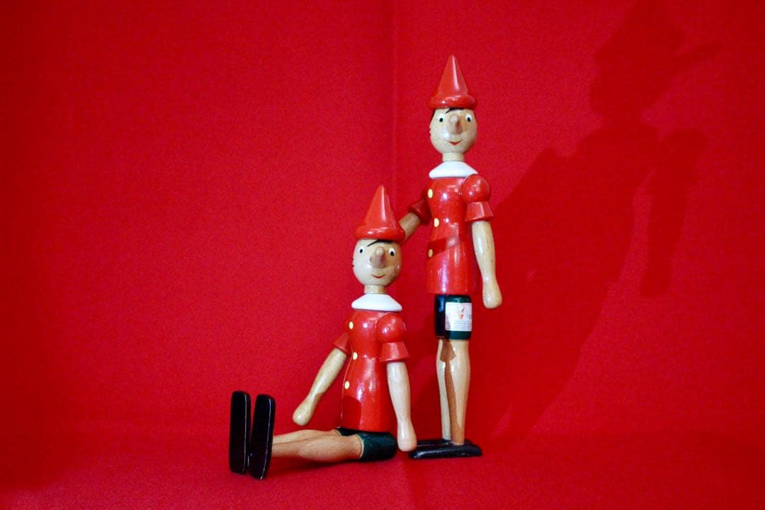 イタリア雑貨・ピエロコレクション【木製　ピノキオ　2体セット】