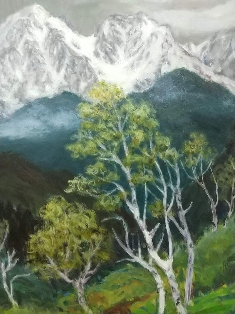 「白馬三山」1988 F15 絵画 油絵