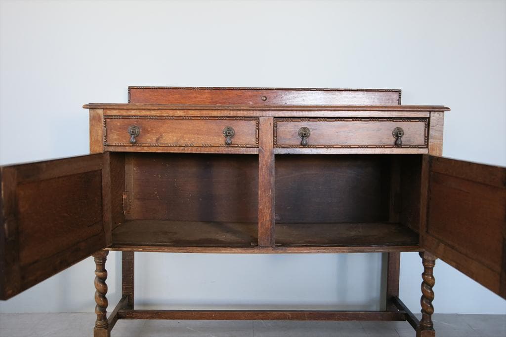 英国アンティーク木製サイドボード/キャビネット/チェスト/飾り棚(92-108)