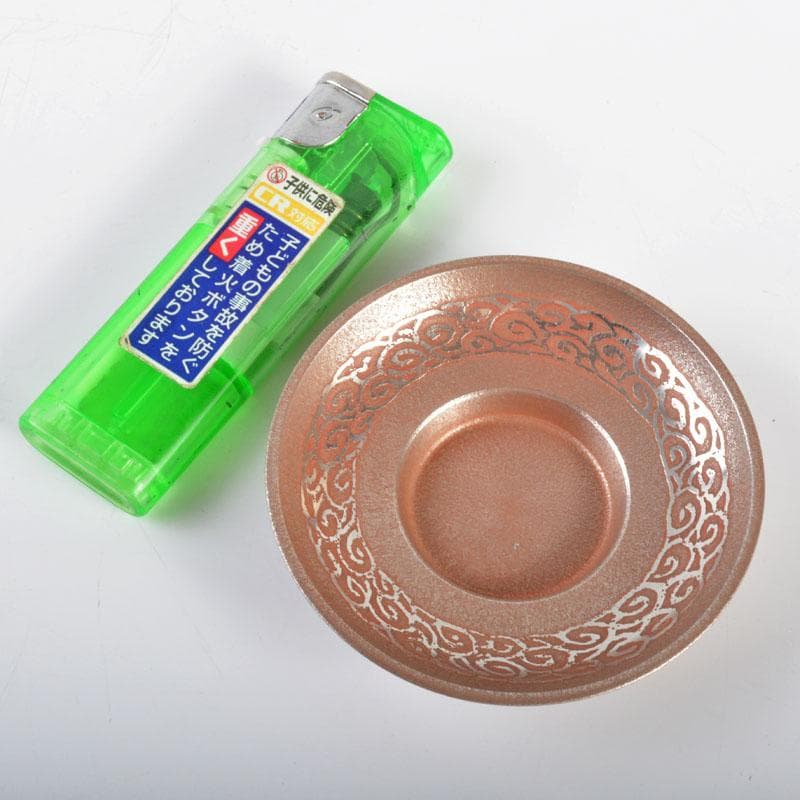 煎茶道具　吉村志扛造　純錫赤漆円式　托子　茶托　五客　共箱　M　R4708