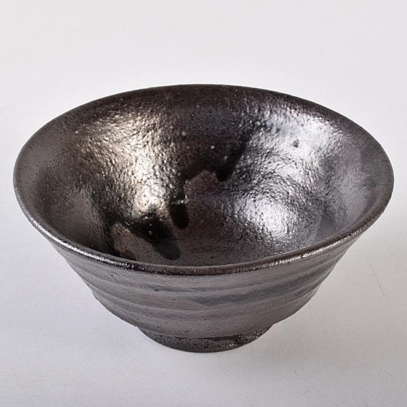 茶道具　川喜田半泥子作　黒釉　茶碗　書付共箱　M　R7853