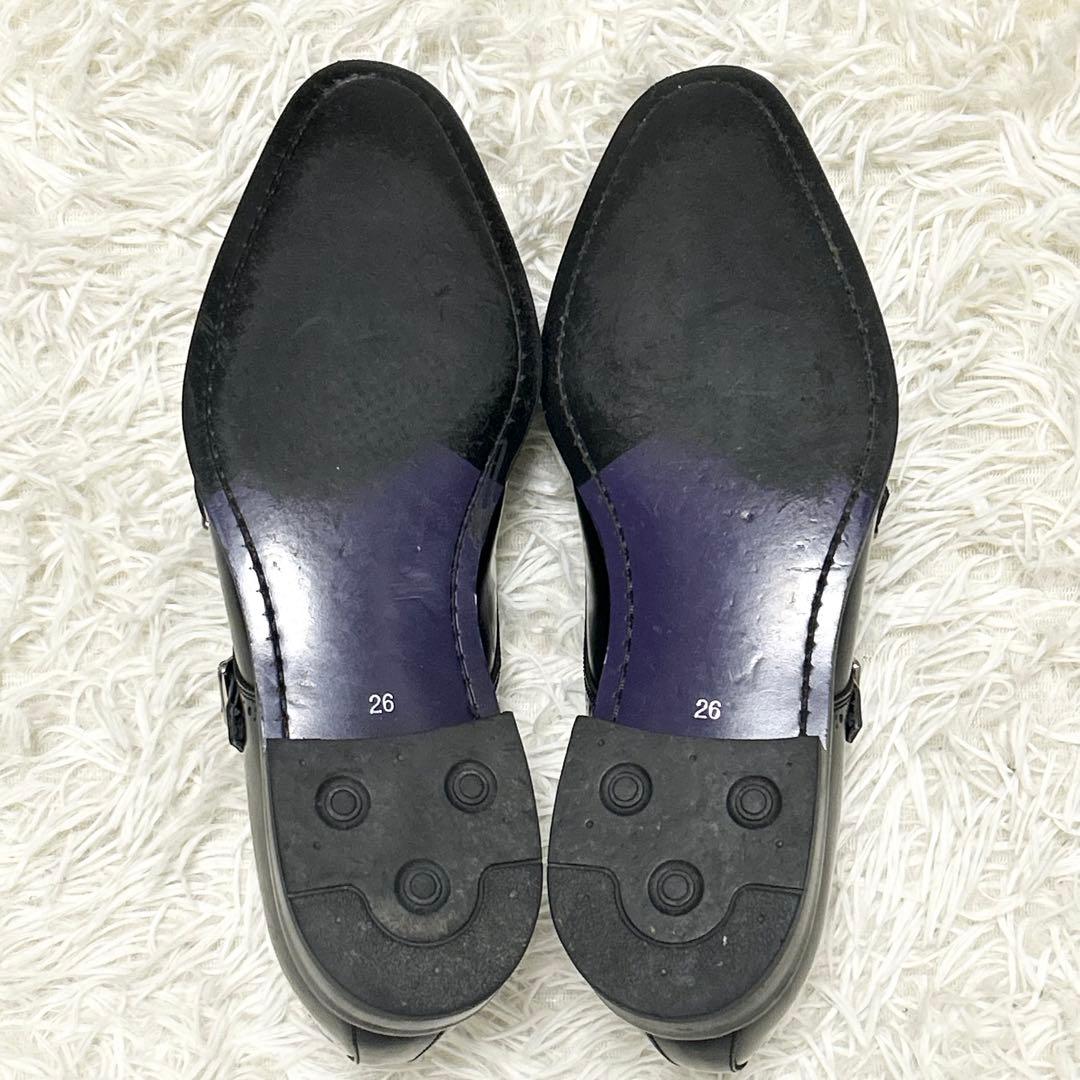 ✨美品✨REGALリーガル ダブルモンク ガラスレザー V165ブラック 26㎝