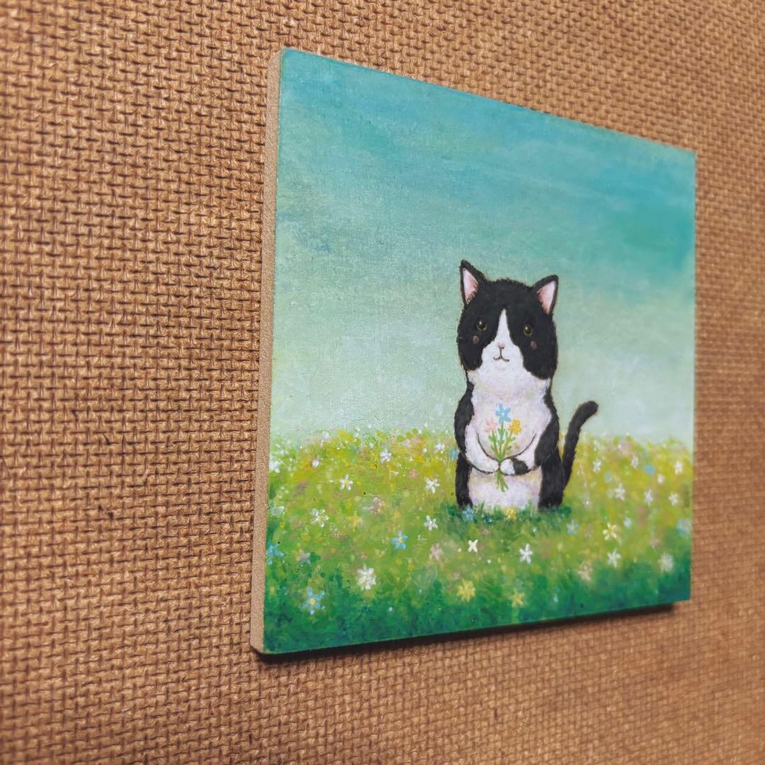 オーダー品　自作絵画　猫とうさぎたち　猫とうさぎの絵