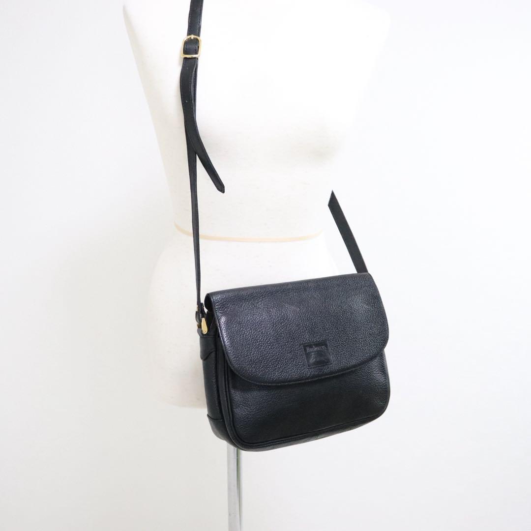 BURBERRY バーバリーズ ショルダーバッグ シボ革レザー ノバチェック黒