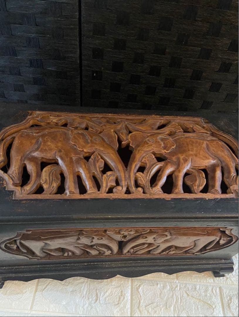 木製ボックス　BOX アジアン　象彫　アンティーク　家具