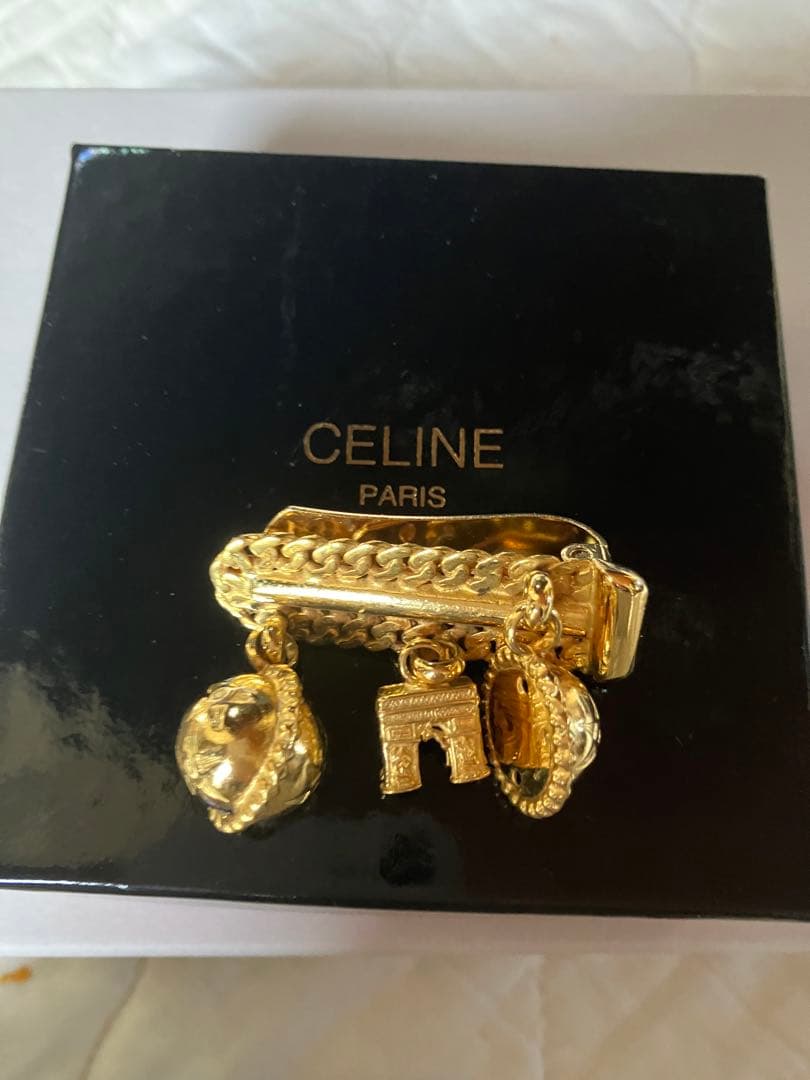 希少 CELINE セリーヌ ブローチ ゴールド スターボール 凱旋門トリオンフ