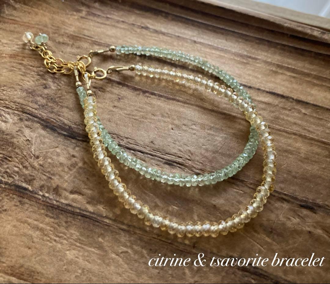 もも ブレスレット シトリン ツァボライト