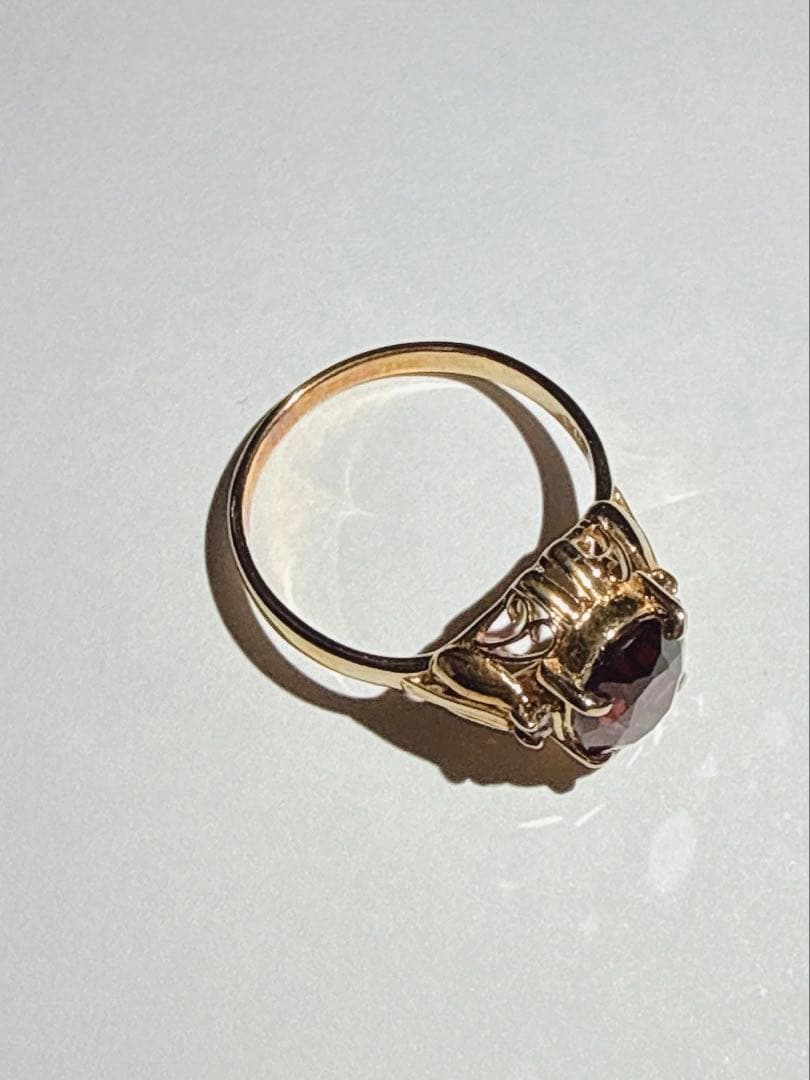 K18 ガーネット　ダイヤ　リング　アンティーク