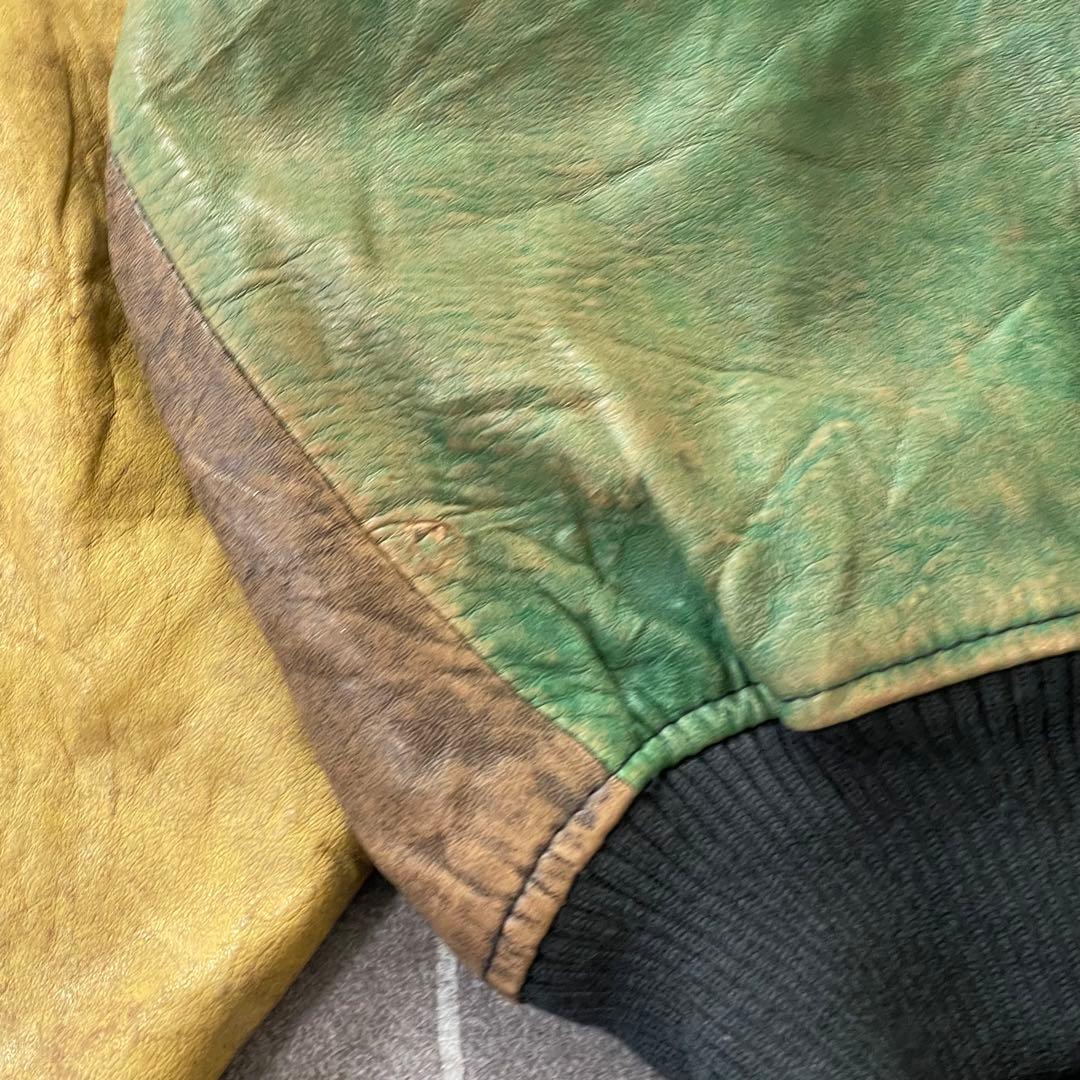 ヴィンテージ M.Julian 本革 レザーボンバージャケット 切替カラー