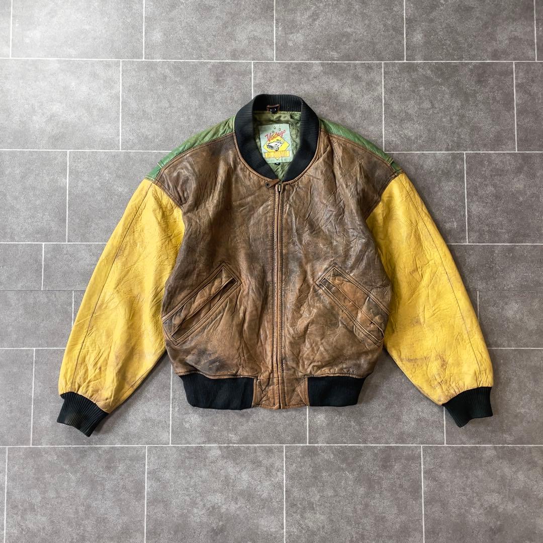 ヴィンテージ M.Julian 本革 レザーボンバージャケット 切替カラー