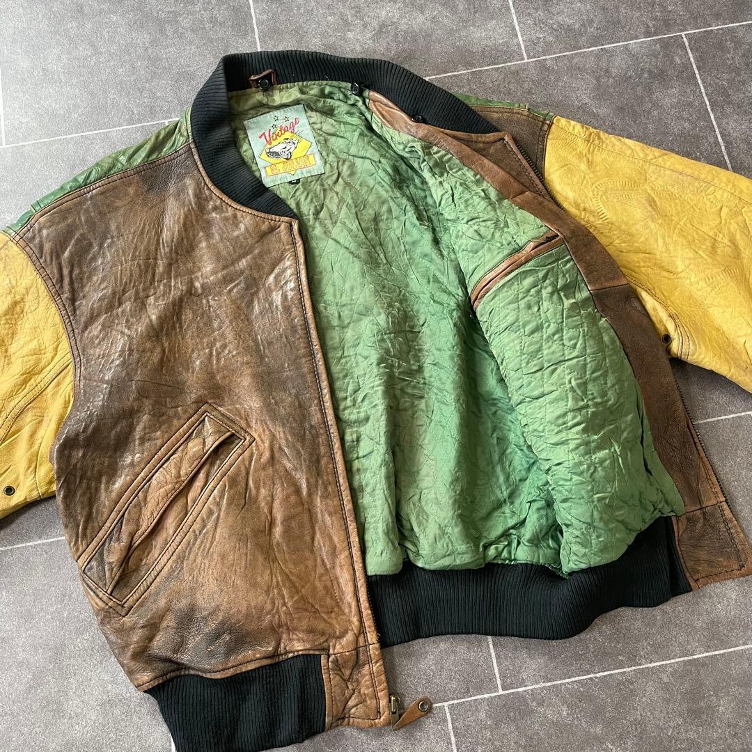 ヴィンテージ M.Julian 本革 レザーボンバージャケット 切替カラー