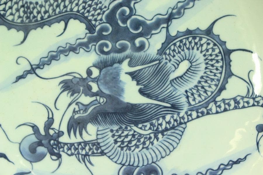 中国美術 青花 龍紋 皿(A736)