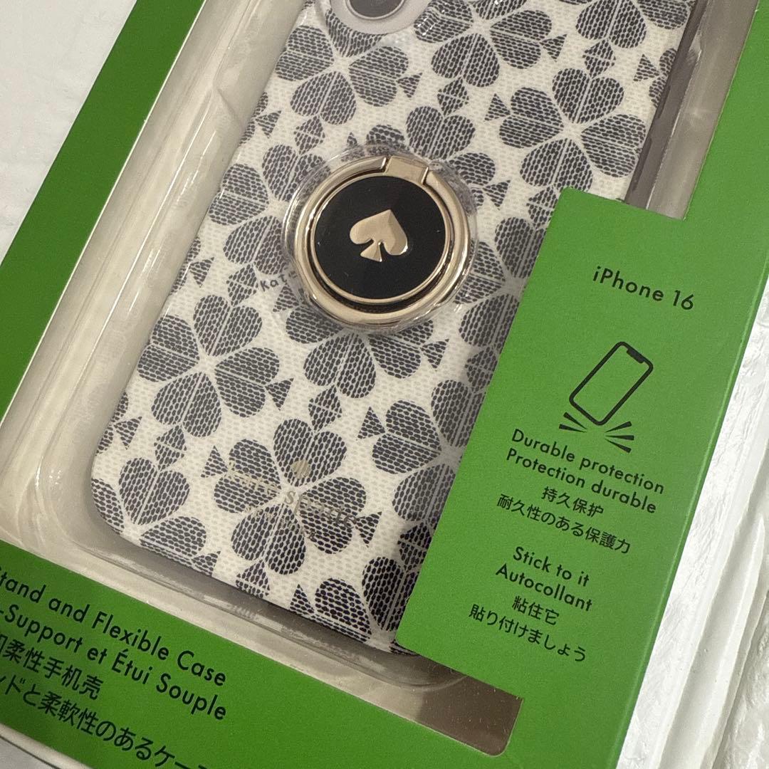 新品kate spade⭐️iPhone16リング付きスマホケース　スペードフラワ
