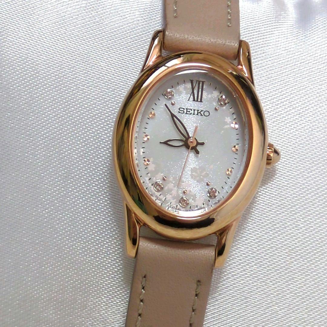 未使用に近い　セイコー2025 ソーラー 腕時計　サクラエディション　レディース