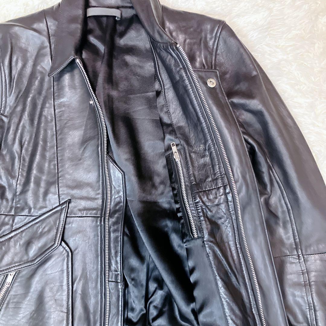 EKAM エカム ✨ 襟付き シングルライダースジャケット レザージャケット L