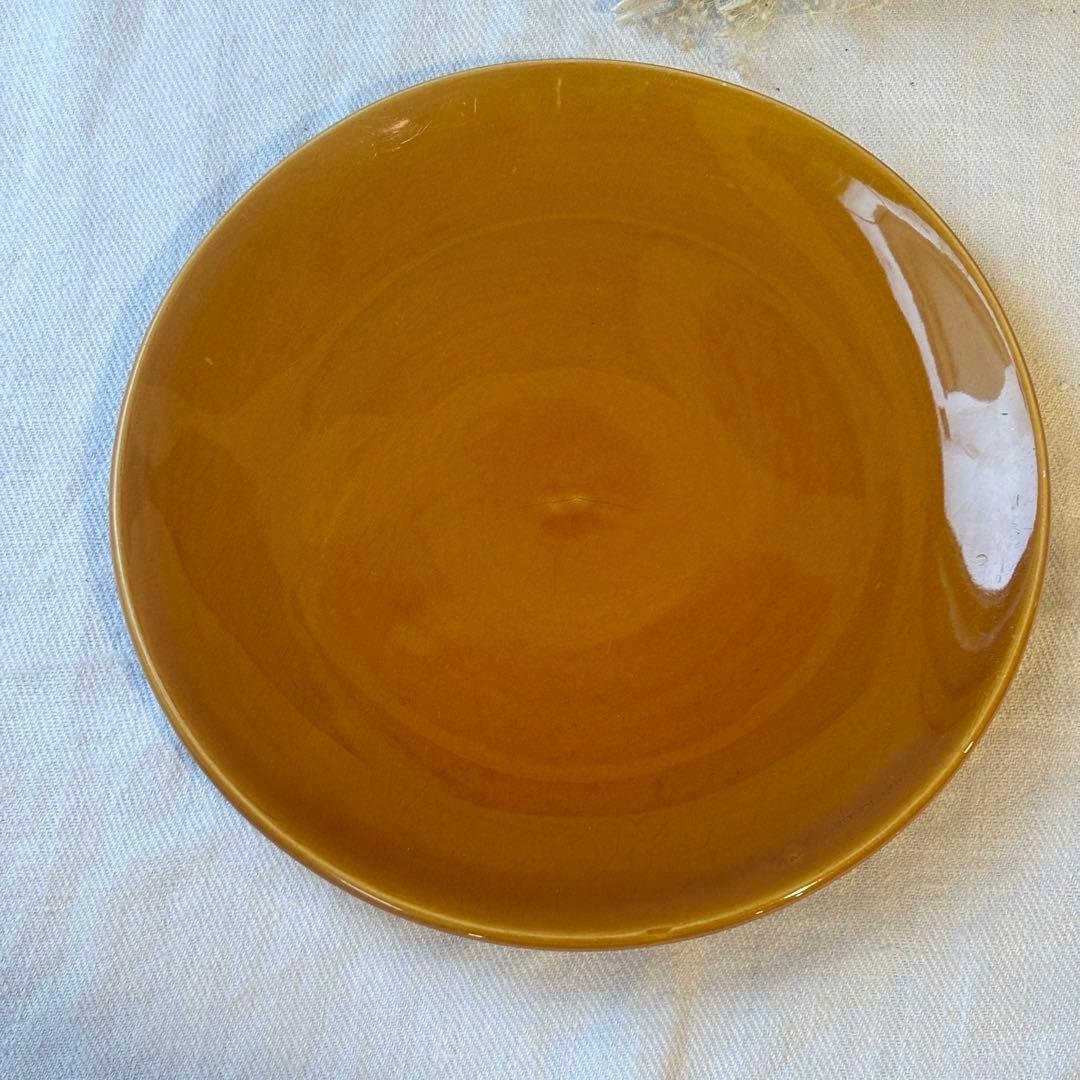 フランスヴィンテージ　サンタマン窯　プレート2点イエローブラウン古道具ブロカント