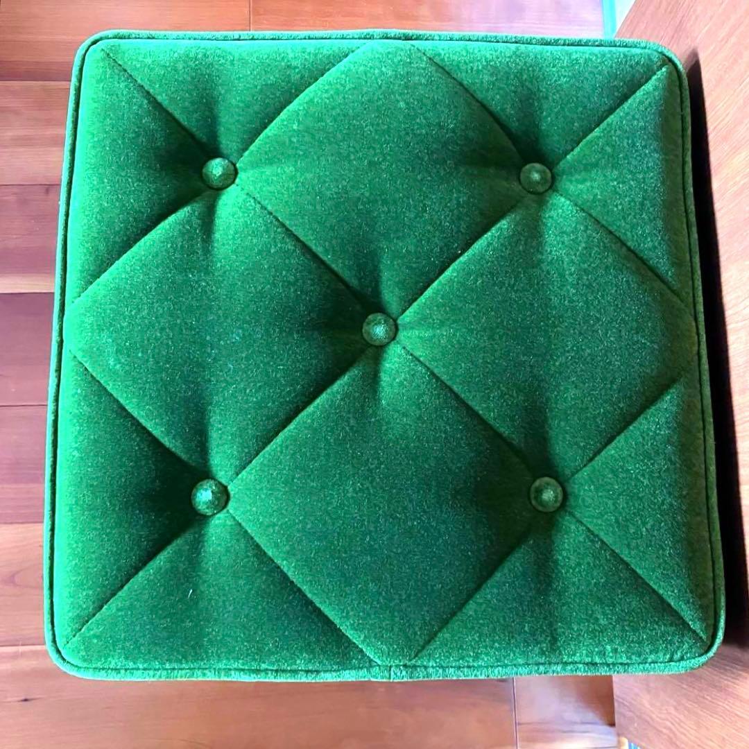 ✨美品✨カリモク60 モケットグリーン オットマン ウォールナット