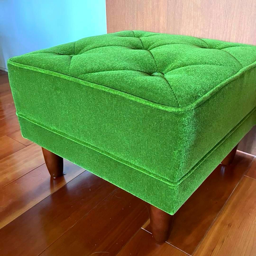 ✨美品✨カリモク60 モケットグリーン オットマン ウォールナット