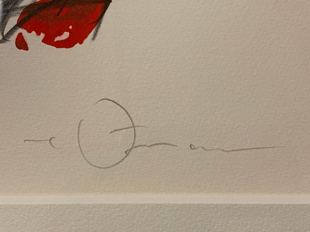 「真作」天野喜孝「朱夏花－あかいはな－」額装　版画　32/100　直筆サイン入り