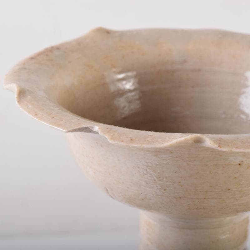 中国　徳化窯白磁　花草刻　花口瓶　C　7060A