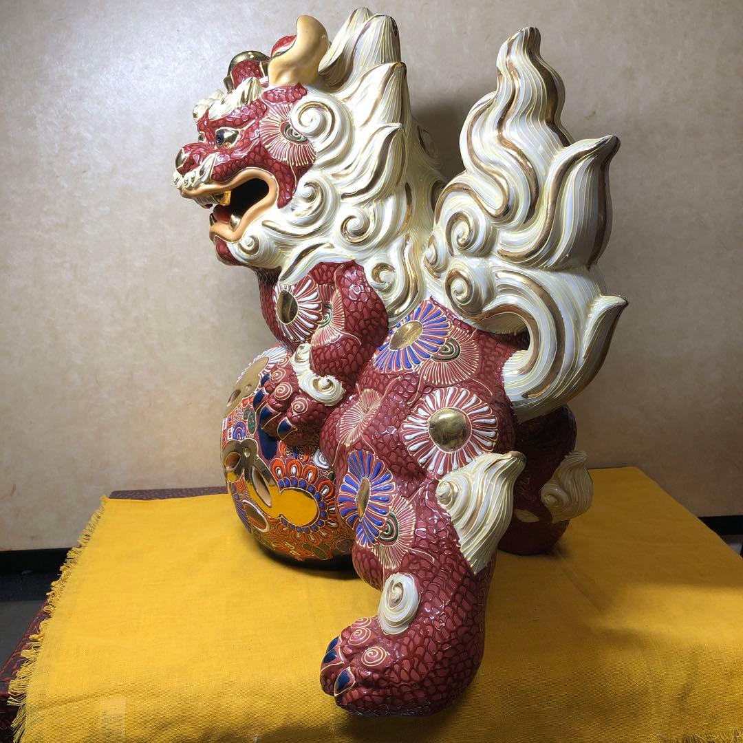 九谷焼獅子の置物 木箱付き