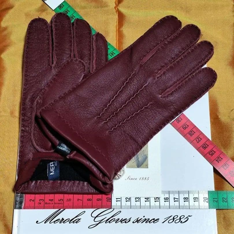 専用今季メローラ ディアボルドー濃赤 カシミア黒 革手袋 グローブ MEROLA