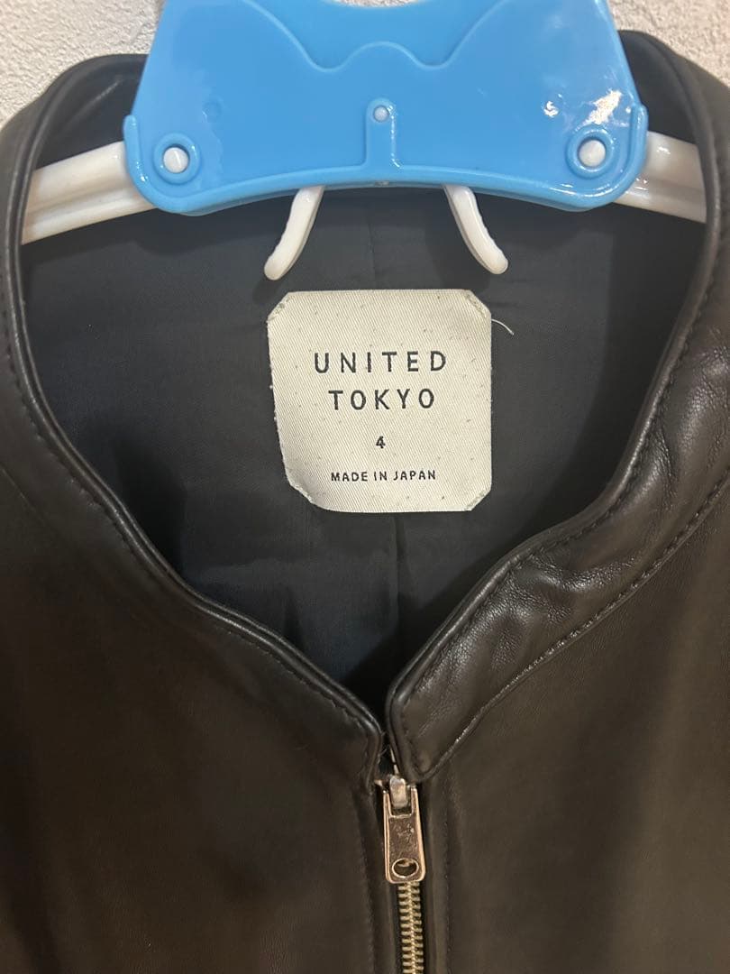 UNITED TOKYO ブラックレザーシングルライダースジャケット サイズ4