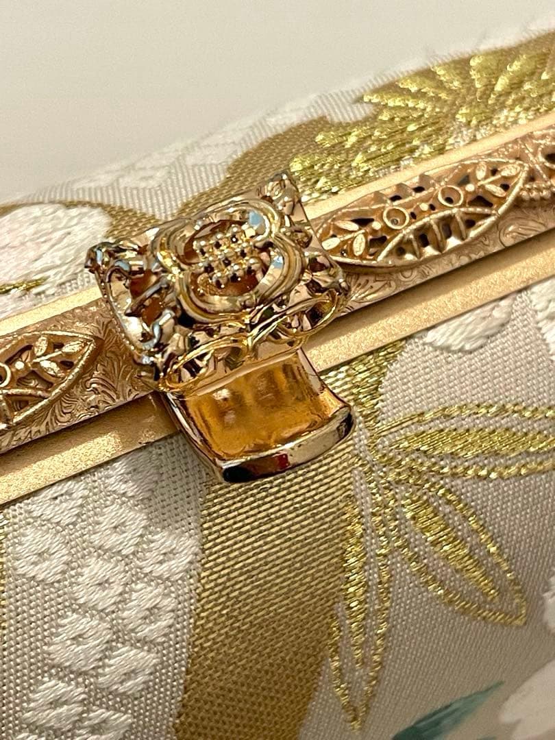 花柄 京都　西陣織　正絹　和装用バッグ　結婚式　成人式　パーティー