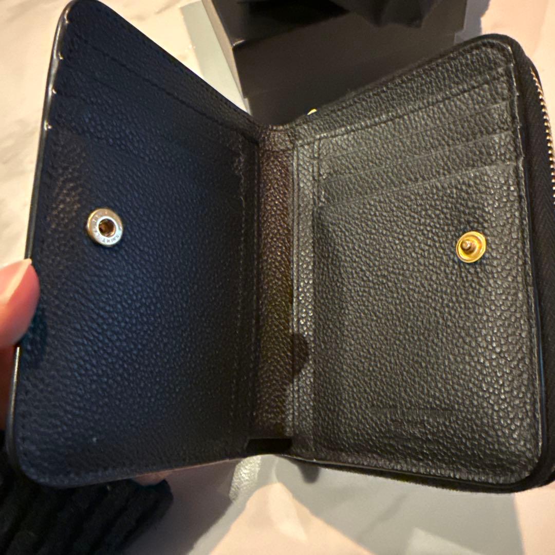 サンローラン　折り財布　コンパクトジップアラウンドウォレット　ブラック　レザー