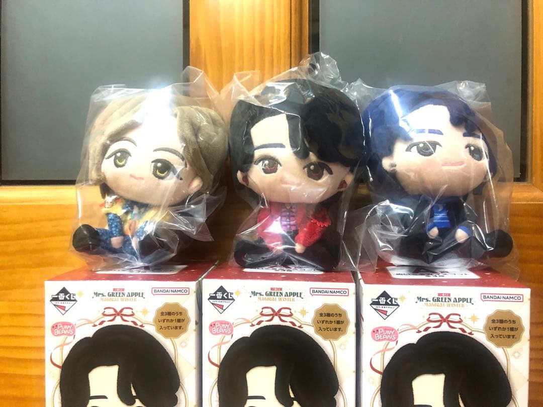 新品ミセスグリーンアップル 一番くじ A賞ぬいぐるみ3種とタペストリー他2点