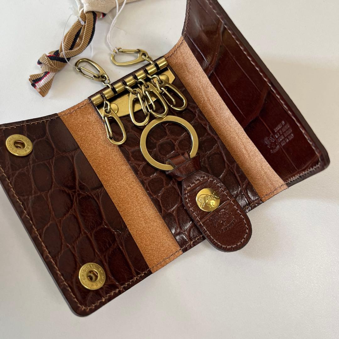 新品　IL BISONTE イルビゾンテ　キーケース　レザー　クロコ型押し　6連