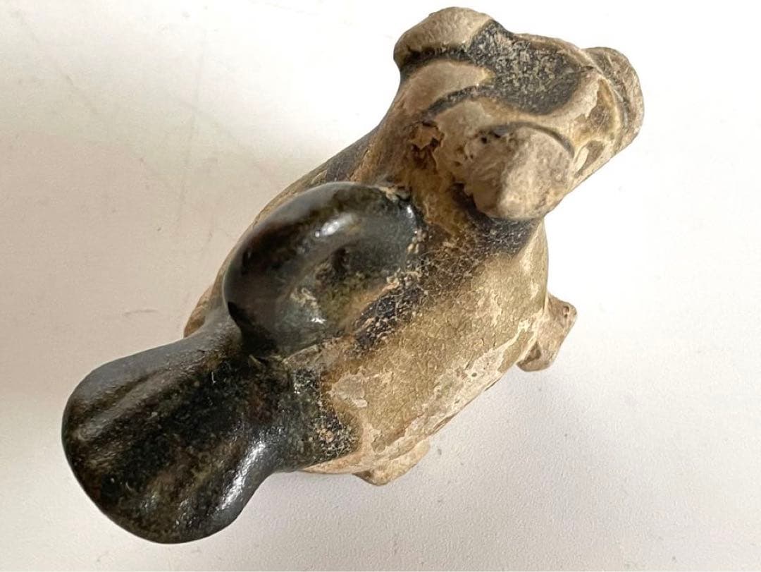骨董　アンティーク　長沙窯　獣形玩具　犬　文鎮　土人形　民芸　民藝　発掘品