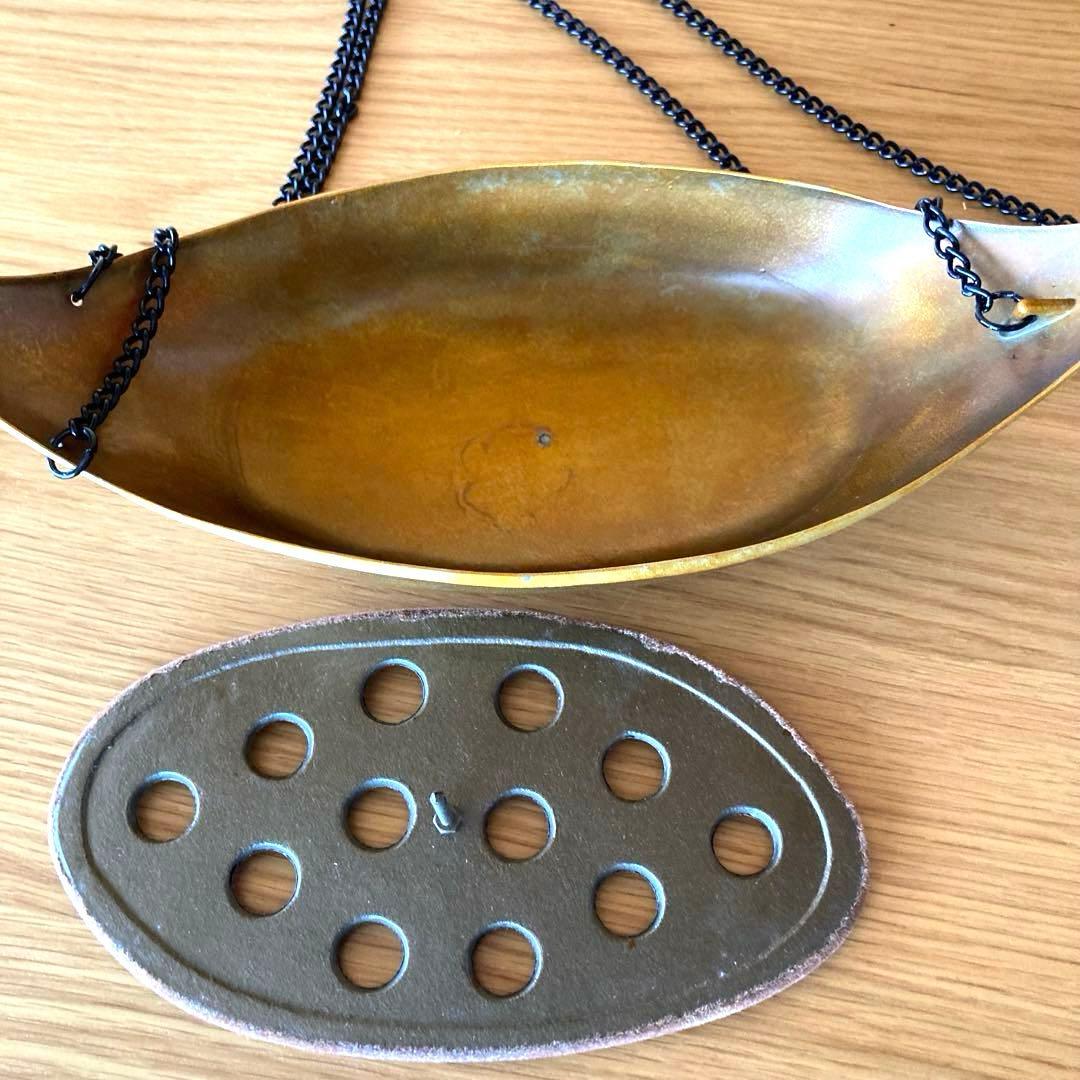 【茶道具】唐銅 吊舟花入　金谷浄雲造