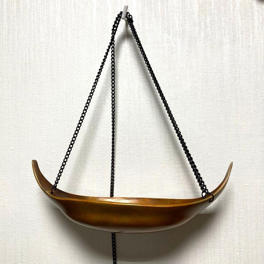 【茶道具】唐銅 吊舟花入　金谷浄雲造