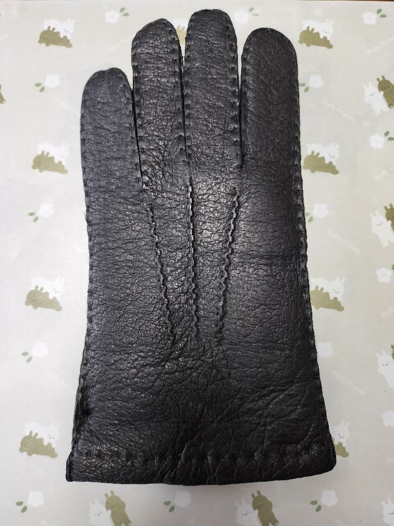 未使用　ペッカリー革手袋　カシミヤライニング　ブラック
