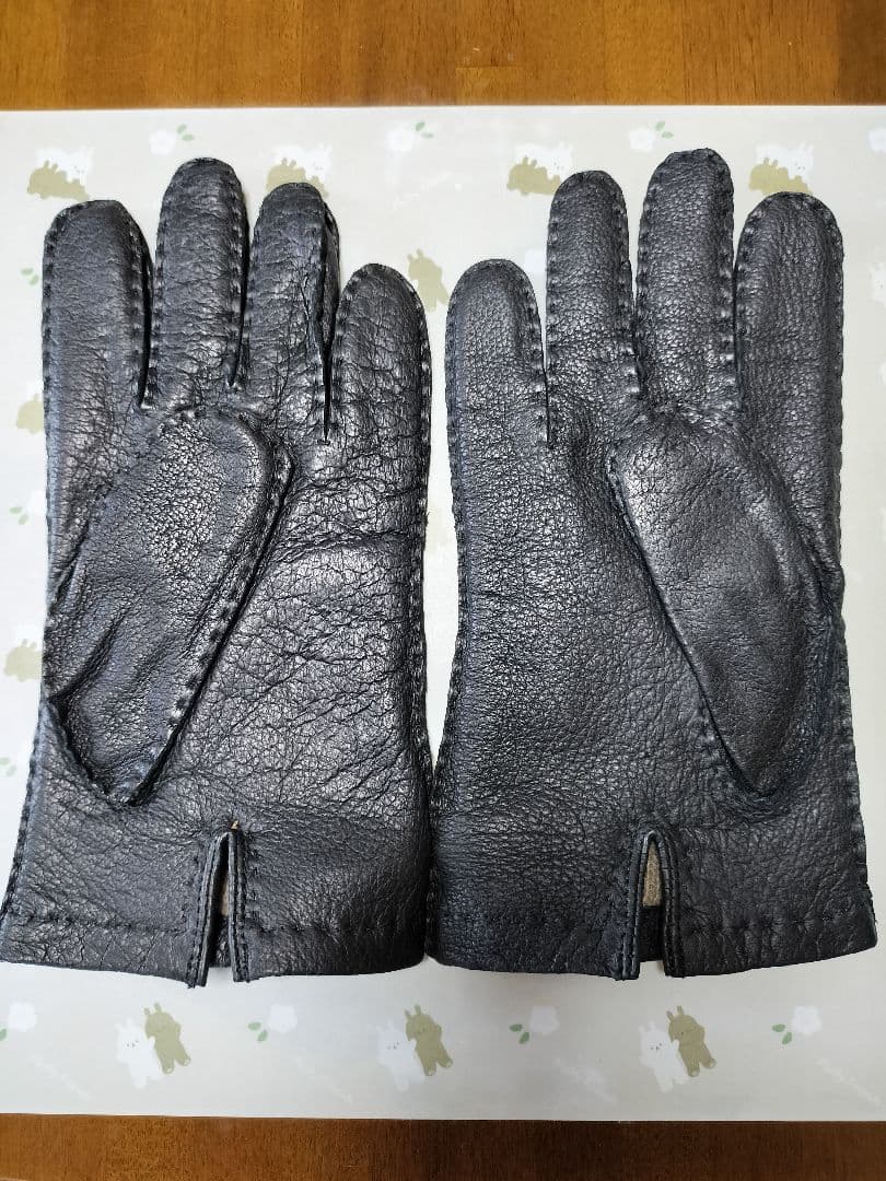 未使用　ペッカリー革手袋　カシミヤライニング　ブラック