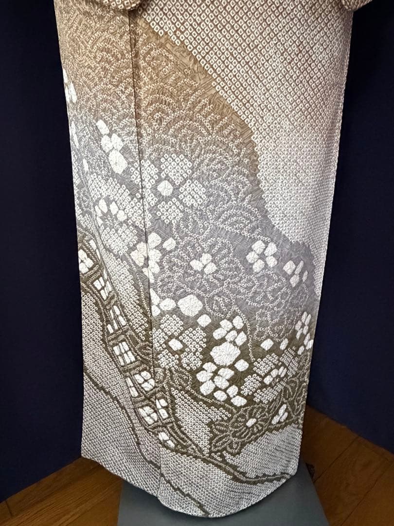 【総絞訪問着】本疋田絞り極上品　道長手絞り手染め　LLサイズ