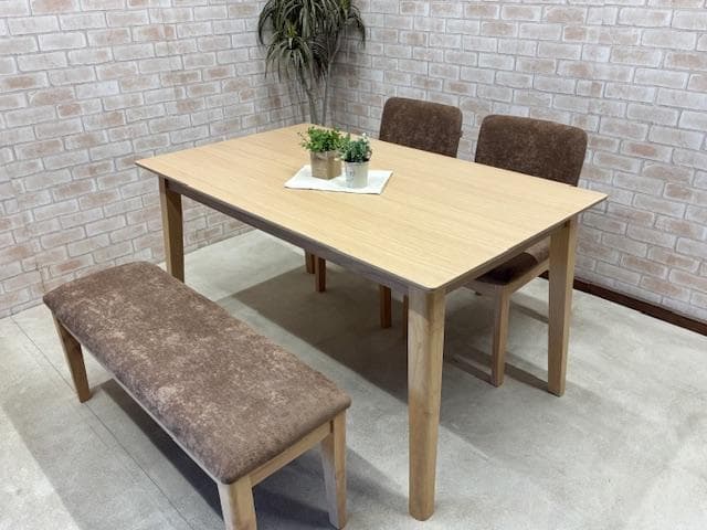 ダイニングテーブルセット　４人掛け　オーク　ナチュラル/ブラウン　新品
