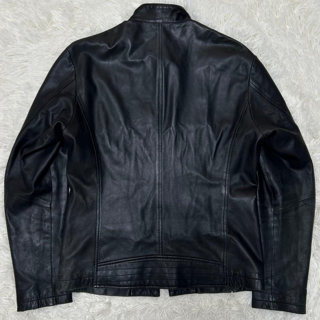 【美品/L】バーバリーブラックレーベル ライダース レザージャケット ノバ 黒