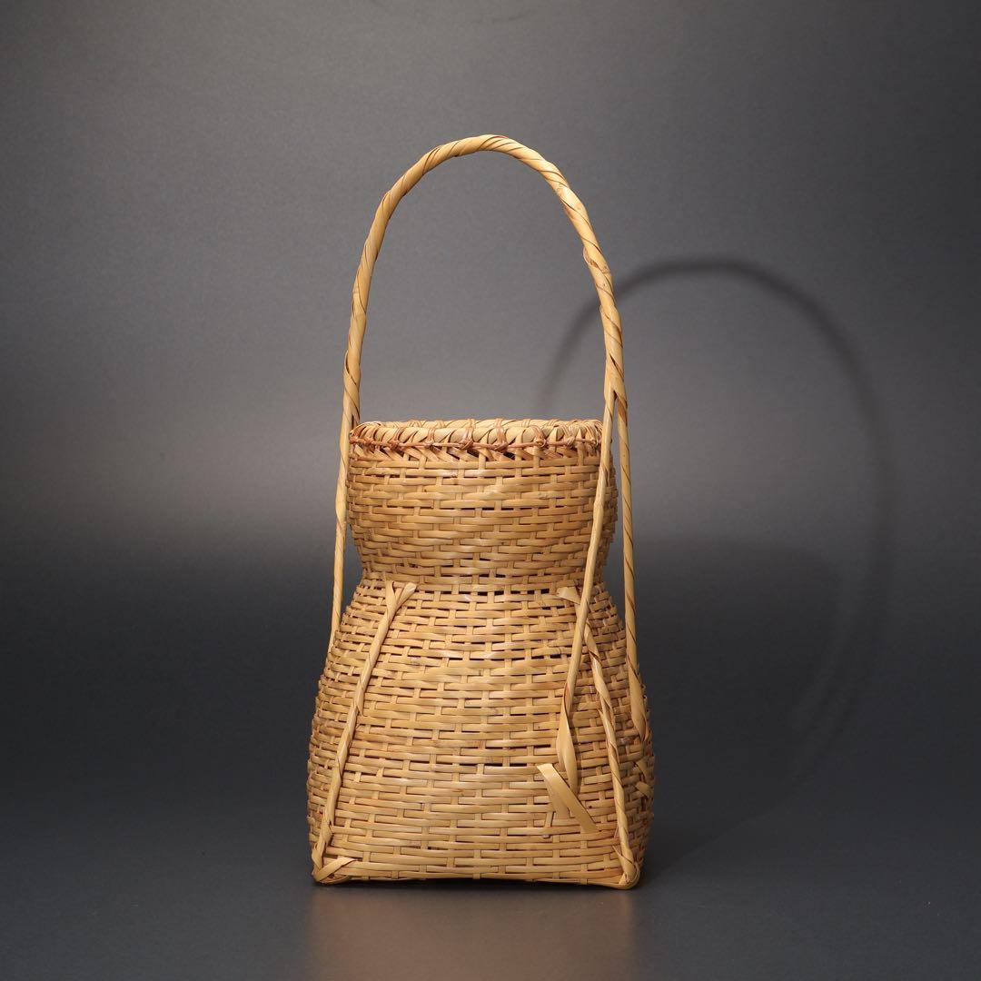 花入　花籠　即中斎好　方円籠　伝統工芸有馬籠　昭竹斎　共箱　R1499ラ