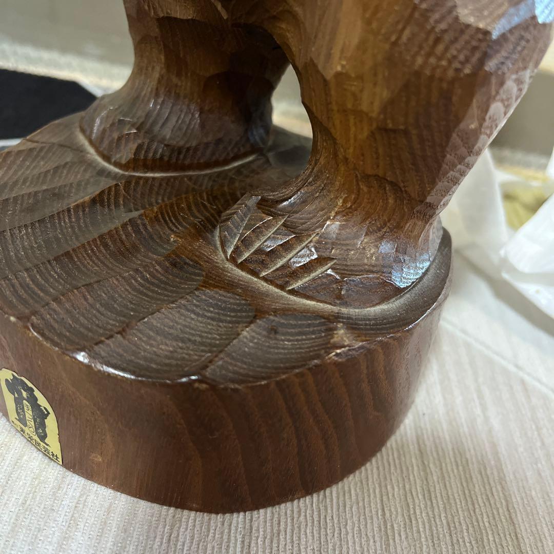 北海道　東栄民芸社　木製　木彫り　熊　おんぶ　肩車　彫刻　民藝　クマ　レトロ