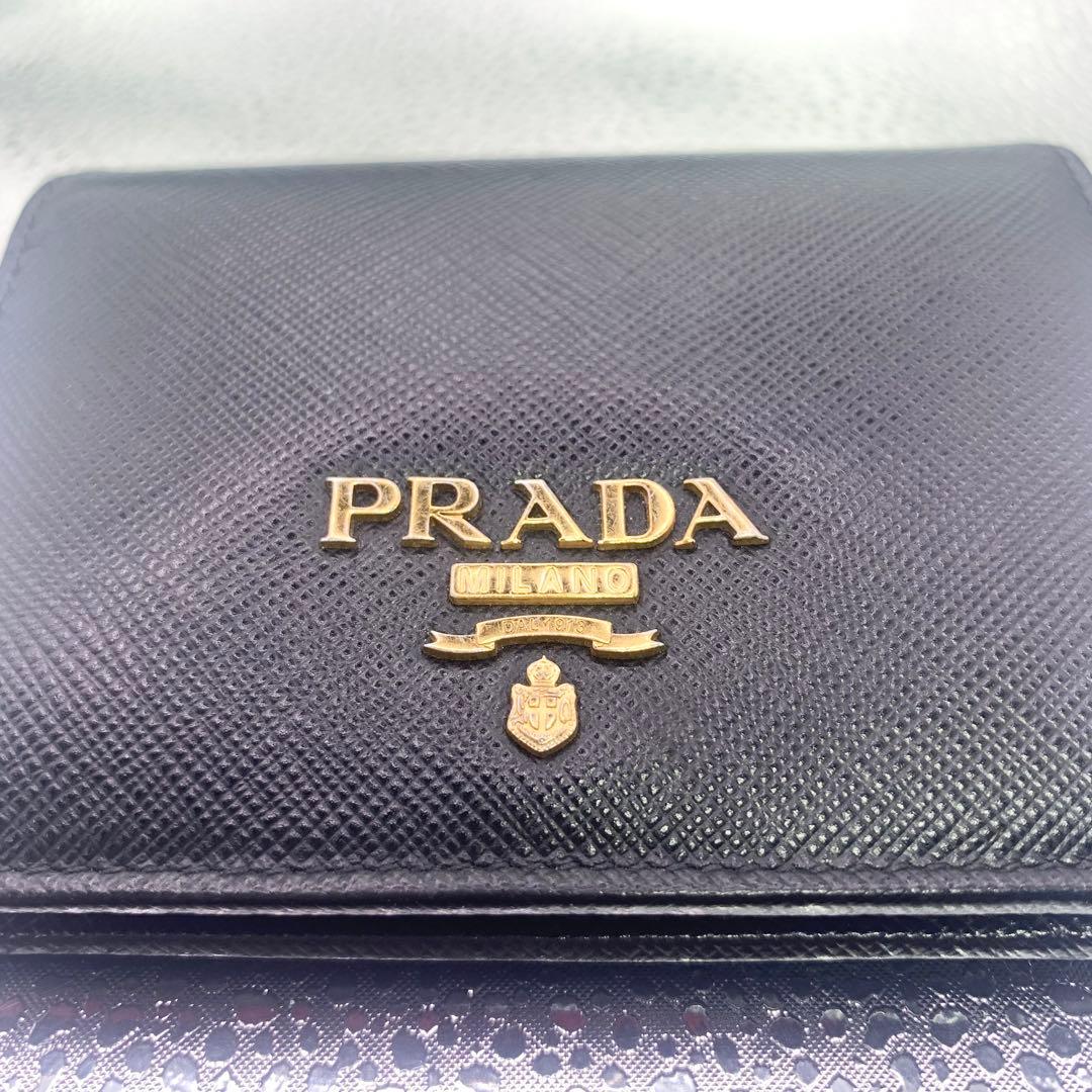 極美品！PRADA プラダ サフィアーノ 二つ折り財布 箱、ギャランティ有