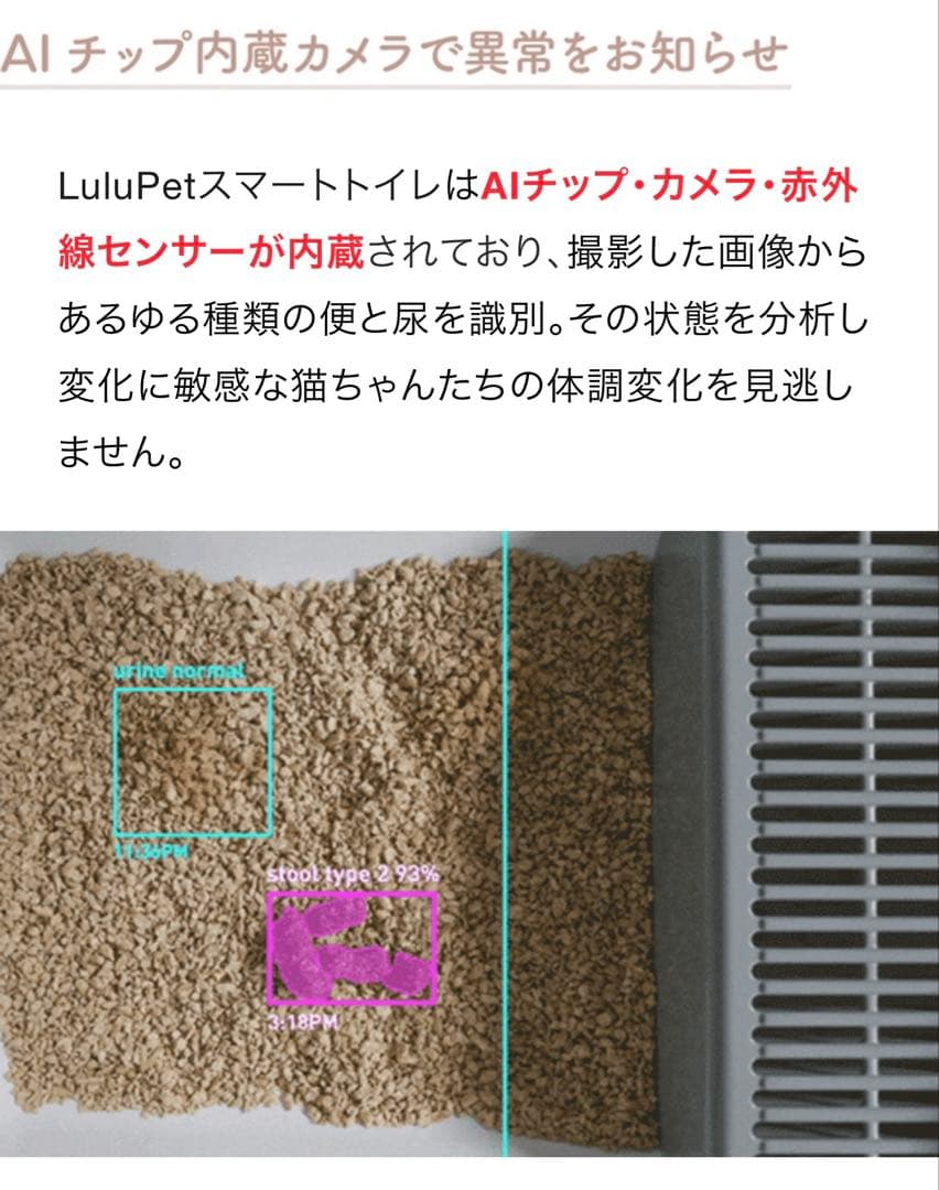 【美品　未使用】自動AI猫トイレ 多頭飼い可能　健康状態把握　使い捨てシート付き