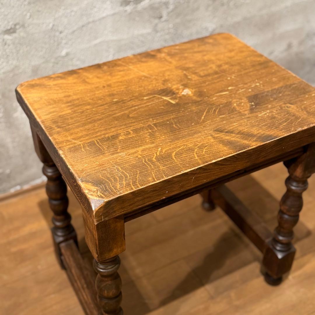 【さくら】ヴィンテージサイドテーブル　ろくろ脚