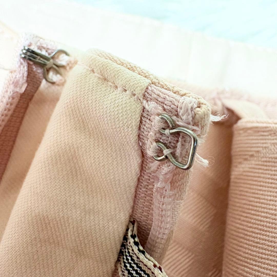 バーバリーブルーレーベル ノバチェック ベルト ボタン プリーツスカート ピンク